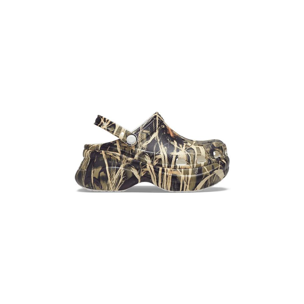 Brown Women's Crocs Classic Bae Realtree® Clog Wedges | NZ 0633OKIR